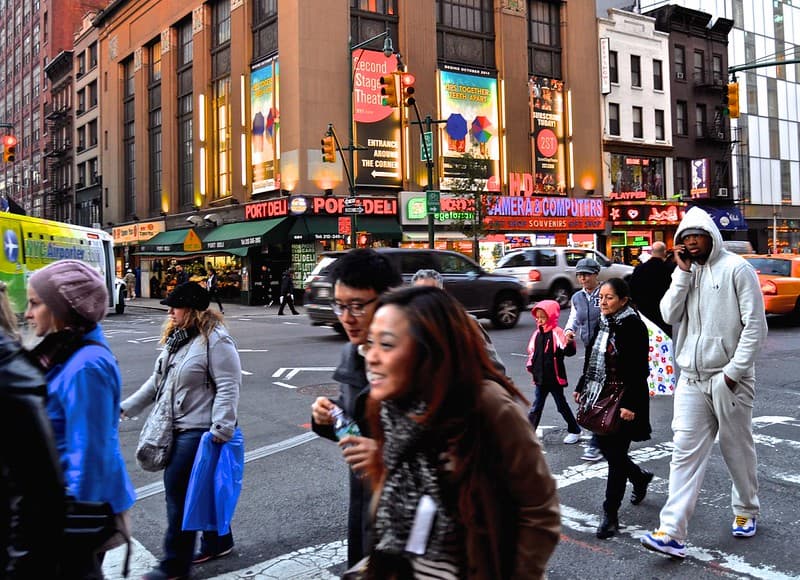 Urban public space with pedestrians