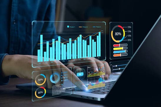 Data analytics interface on screens